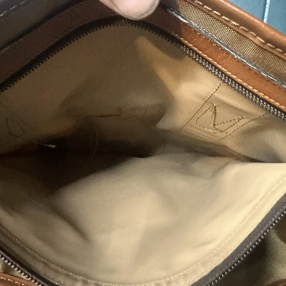 Lancel Paris Nylon Leather Briefcase Brown Tan Vintage Boston Bag/Weekend Bag